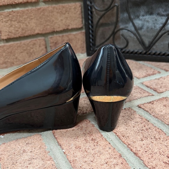 Calvin Klein Black Patent Wedge Shoes, Size 8.5, NWOT - Picture 7 of 11